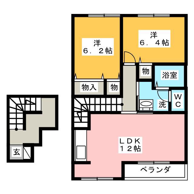 ランドマーク2002 2(2LDK/2階)の間取り写真