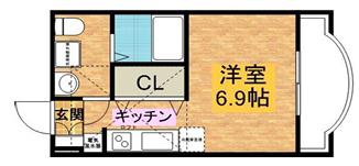ヴィアノ緑が丘 イースト(ワンルーム/2階)の間取り写真