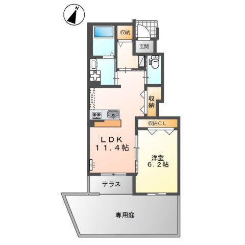 関門マリンビュー アネックス(1LDK/1階)の間取り写真
