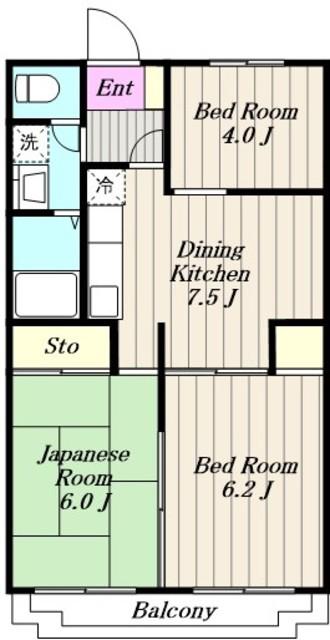 セジュール湘南(3DK/2階)の間取り写真