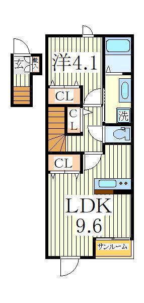 ルミナスソラーレ(1LDK/2階)の間取り写真