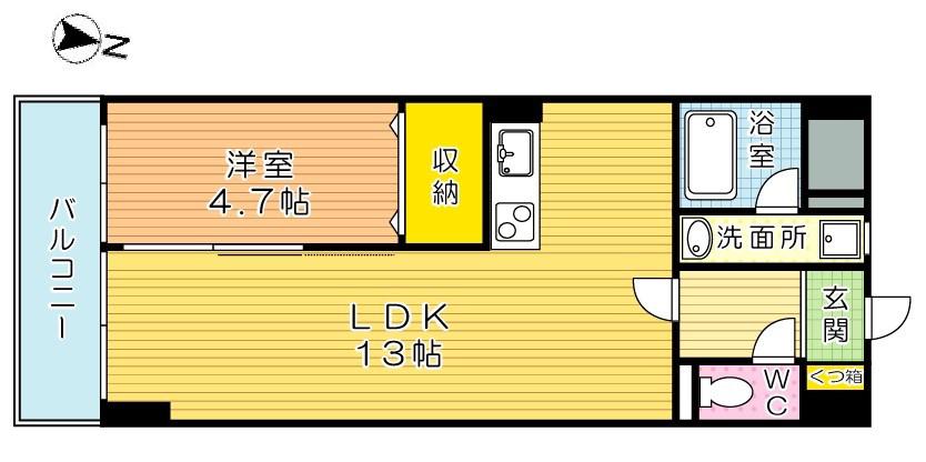 THE SQUARE・CLUB RESIDENCE ザ・スクエアクラ(1LDK/7階)の間取り写真
