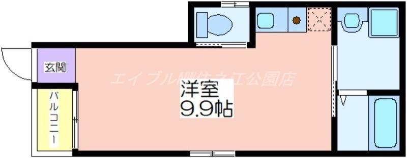 リベルテ橘(ワンルーム/1階)の間取り写真