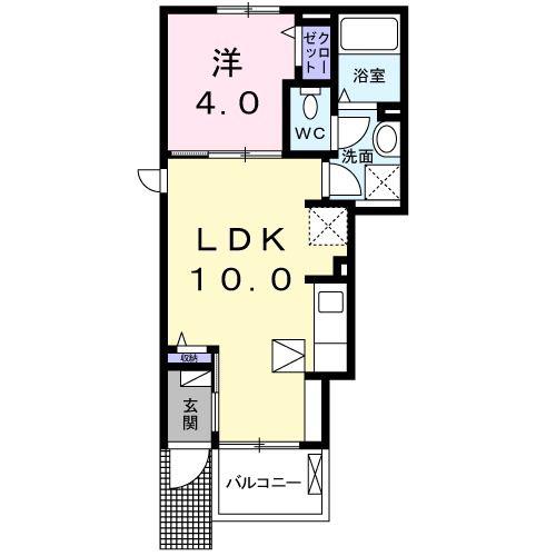 ヴァンベール シャテーニュA棟(1LDK/1階)の間取り写真
