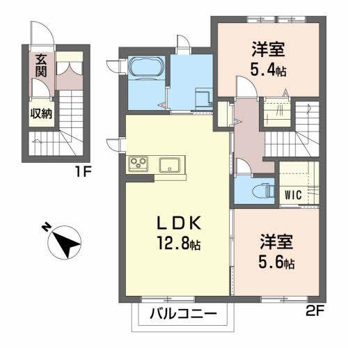 シャーメゾン西町(2LDK/2階)の間取り写真