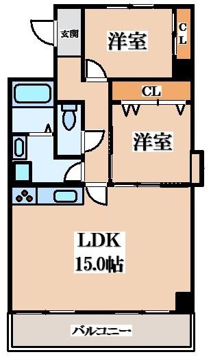 比枝コーポラスI(2LDK/4階)の間取り写真