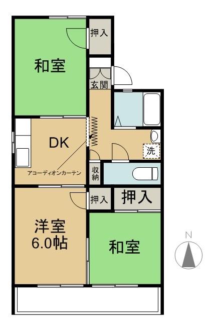 ジョイフル浜田(3DK/1階)の間取り写真