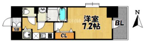 LUXE住道(1K/12階)の間取り写真