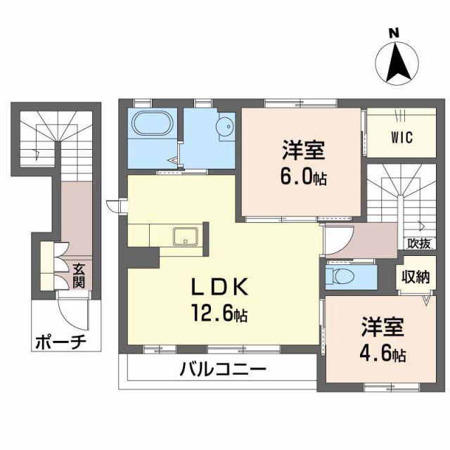 シャーメゾンK(2LDK/2階)の間取り写真