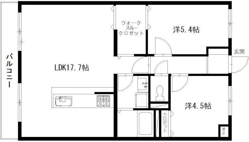 エスペランサAOI(2LDK/1階)の間取り写真