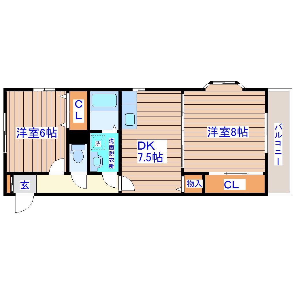 パークスST(2DK/2階)の間取り写真