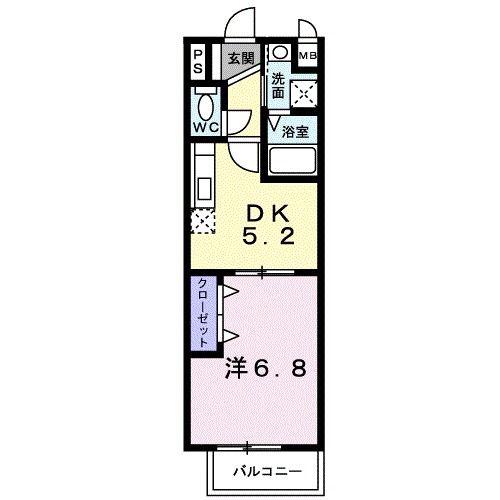 サンバティーク ハウスB(1DK/1階)の間取り写真