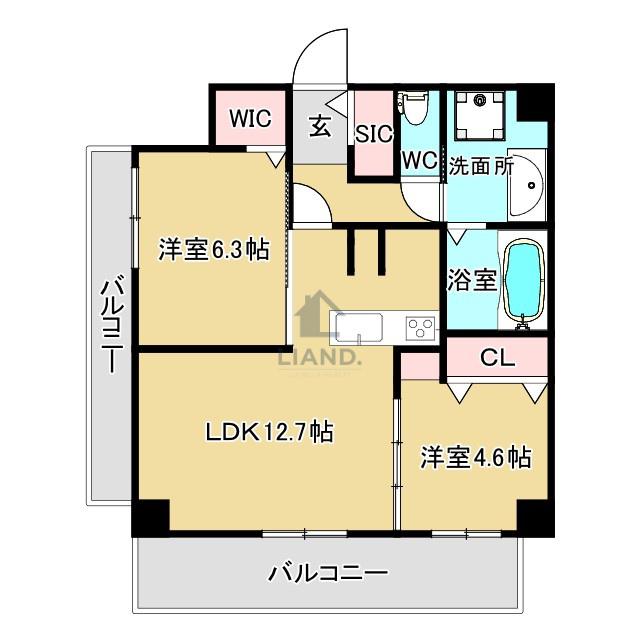 MODERN ASPIRATION 博多 CREST(2LDK/4階)の間取り写真