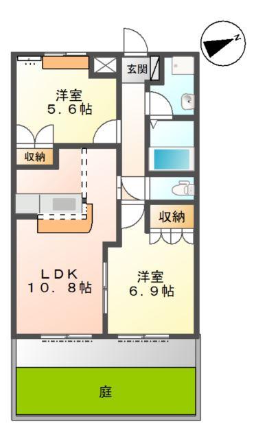 ルミエール(2LDK/1階)の間取り写真