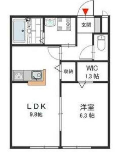 グラシアス(1LDK/1階)の間取り写真