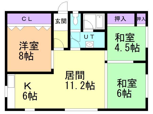 梅田ハイツ(3LDK/2階)の間取り写真