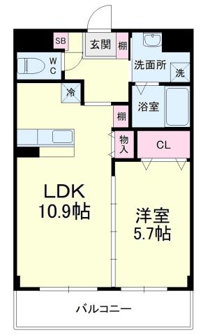 エスペランサ(1LDK/3階)の間取り写真