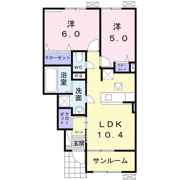 ブレッザチッタ I(2LDK/1階)の間取り写真