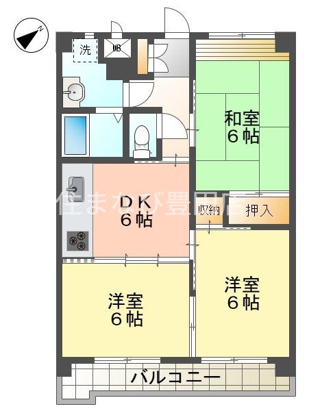 ゼフィール大清水(3DK/2階)の間取り写真