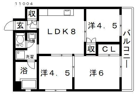 ハイデンス小山(3DK/4階)の間取り写真