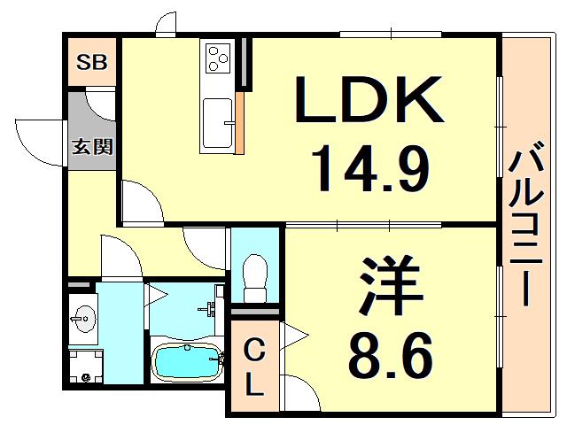 シャーメゾン千代田夙川(1LDK/3階)の間取り写真