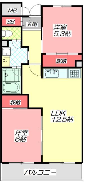 メゾン・ド・アルモニー(2LDK/3階)の間取り写真