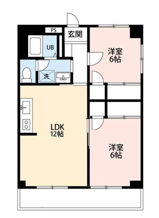 ニッコーハイツ二号館(2LDK/1階)の間取り写真