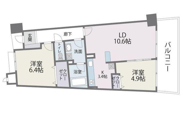 アイランドシティインフィニガーデン ノース棟(2LDK/5階)の間取り写真