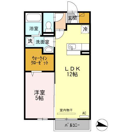 フラットウィステリア(1LDK/2階)の間取り写真