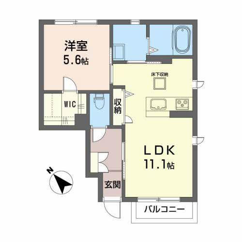 サングラシアス(1LDK/1階)の間取り写真