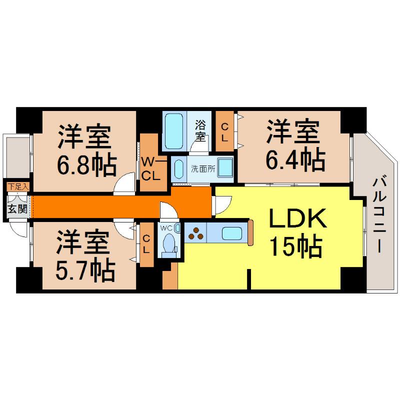 AMBIENTE泉(3LDK/11階)の間取り写真