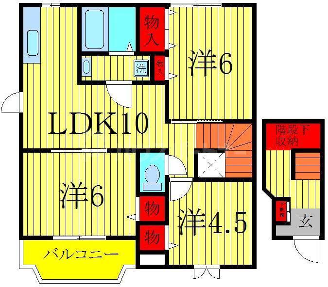 アヴニールA・B(3LDK/2階)の間取り写真