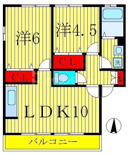 グランデュールI(2LDK/1階)の間取り写真