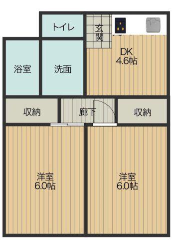 きくかわマンション(2DK/2階)の間取り写真