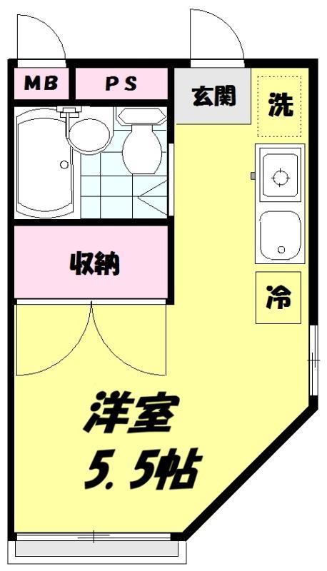 アネックスII(ワンルーム/2階)の間取り写真