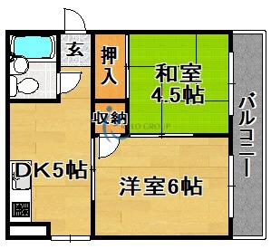 コーポ南住吉(2DK/2階)の間取り写真