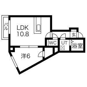 フラップワン高宮(1LDK/3階)の間取り写真