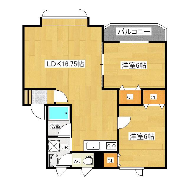 SION(2LDK/2階)の間取り写真