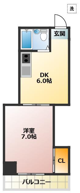 コーポ玉一(1DK/2階)の間取り写真