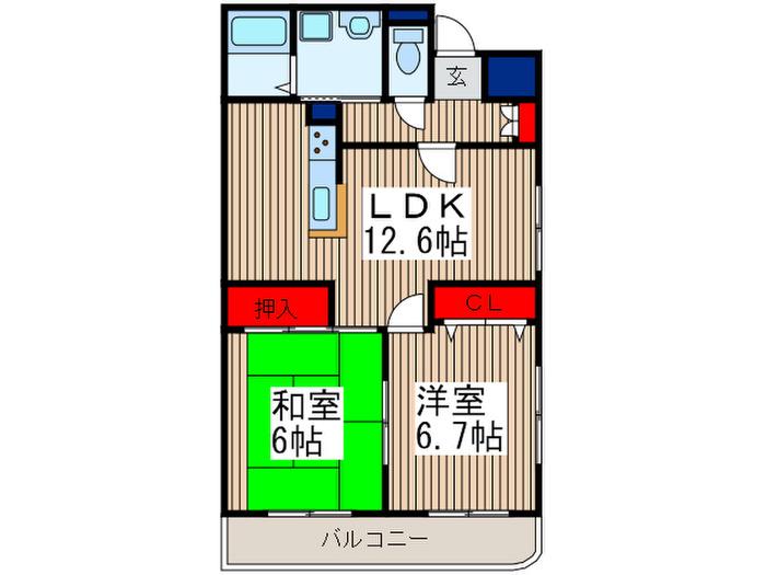 ファラオイン浦和(2LDK/4階)の間取り写真