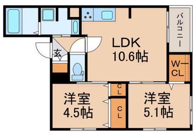 クレアーレV(2LDK/3階)の間取り写真