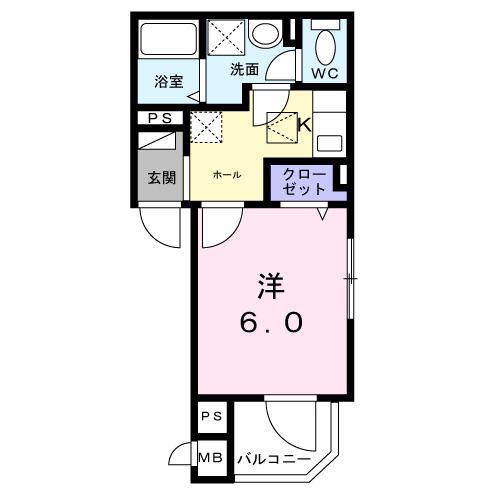 フィオーレ(1K/1階)の間取り写真