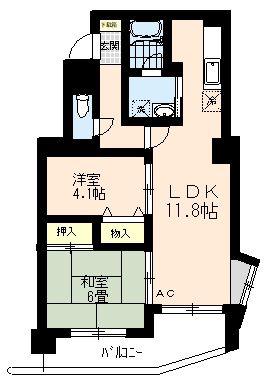 ストークマンション(2LDK/1階)の間取り写真