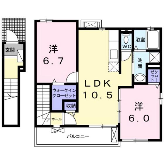 サン フィオーレII(2LDK/2階)の間取り写真