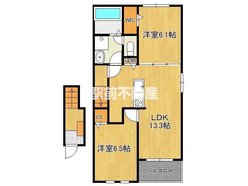 ロータス田主丸 1(2LDK/2階)の間取り写真