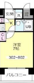 シロハイヌ弁天町(1K/5階)の間取り写真