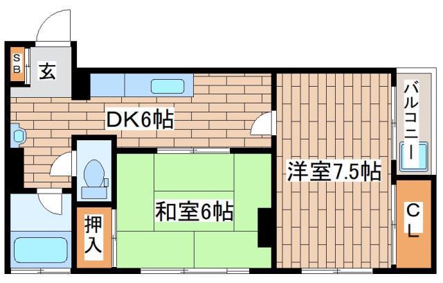 辻川マンション(2DK/2階)の間取り写真