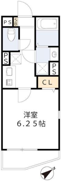 ハピネス元町(1K/1階)の間取り写真