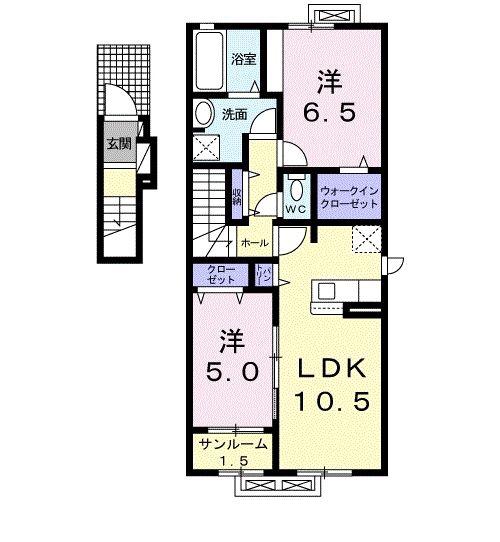 グラウス(2LDK/2階)の間取り写真