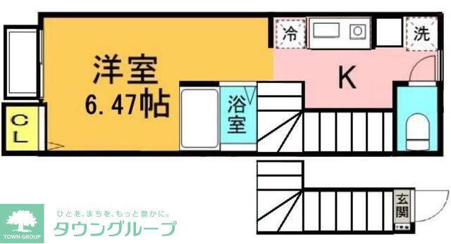 LIVART CALM桜堤(1K/2階)の間取り写真